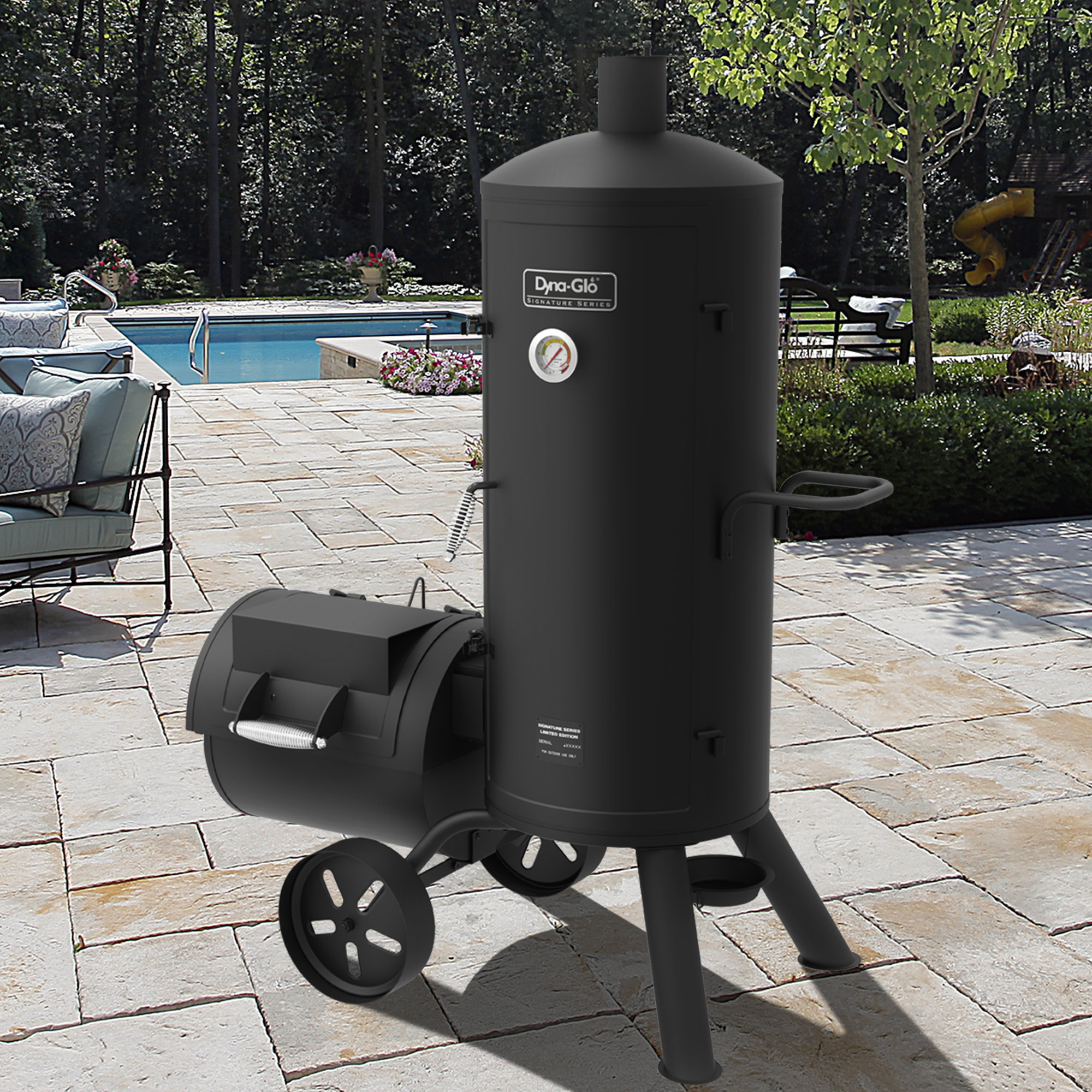 DynaGlo Signature Series Vertical Char Offset Charcoal Smoker and